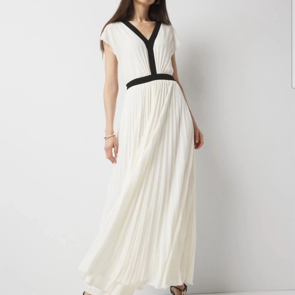 NWT White House Black Market Pleated Colorblock Maxi Dress